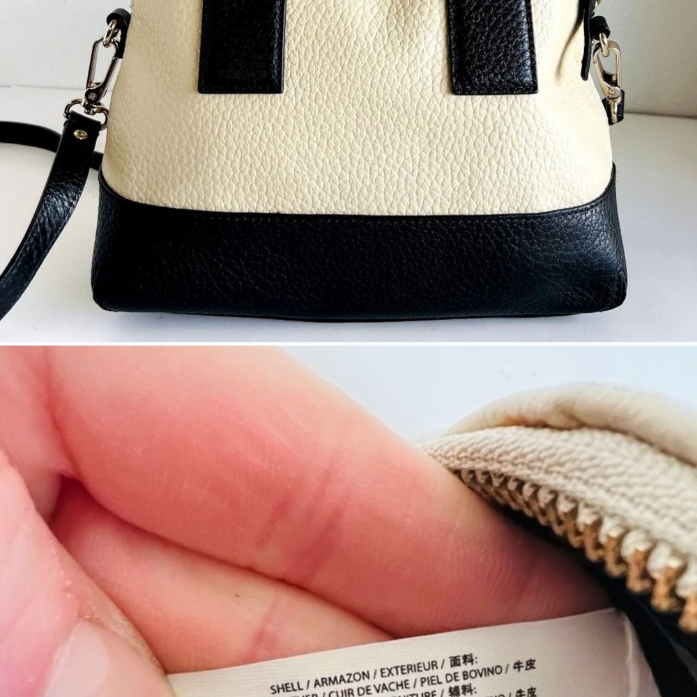 Kate Spade Pebbled Leather Black & Cream Medium Crossbody Bag - Picture 4 of 11